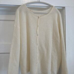 Sezane Cream Button-Up Women's Sweater